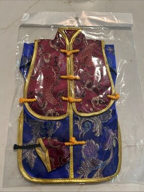 Satin Wine Bottle Cover in Blue and Burgundy and Gold